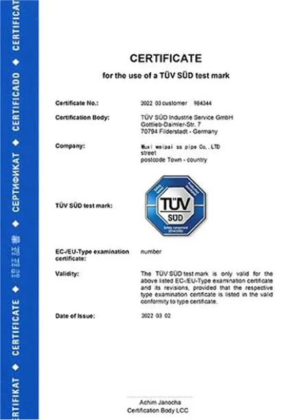 TUV Welding Certification